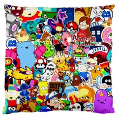 Sticker Art, Brand, Cartoon Large Cushion Case (two Sides) by kyorashop23