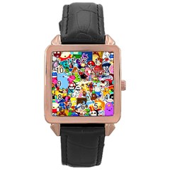 Sticker Art, Brand, Cartoon Rose Gold Leather Watch  by kyorashop23