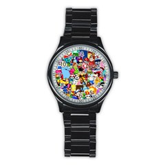 Sticker Art, Brand, Cartoon Stainless Steel Round Watch by kyorashop23