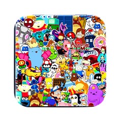 Sticker Art, Brand, Cartoon Square Metal Box (black) by kyorashop23