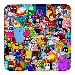 Sticker Art, Brand, Cartoon Square Glass Fridge Magnet (4 Pack) by kyorashop23