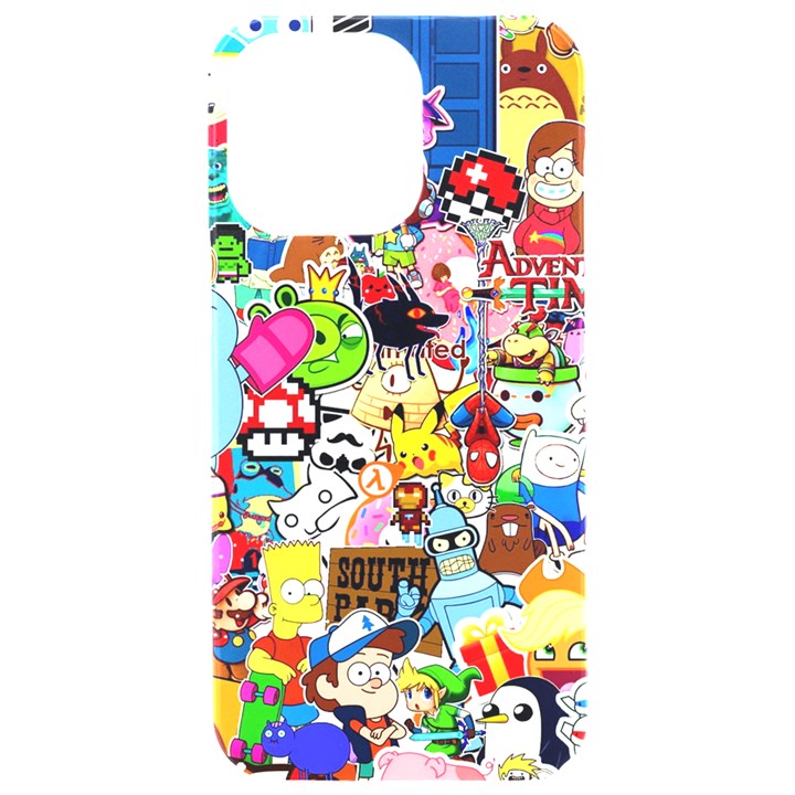 Sticker Art, Brand, Cartoon iPhone 15 Pro Max Black UV Print PC Hardshell Case