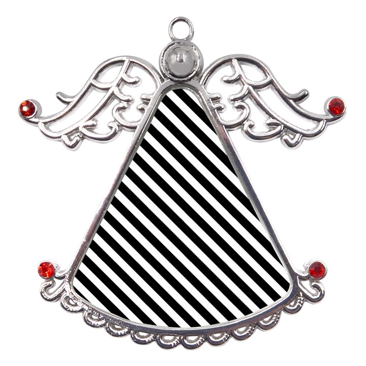 Stripes Monochrome Pattern Metal Angel with Crystal Ornament