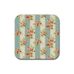 Stripes, Rose,  Texture, Flower, Paper Rubber Coaster (square) by kyorashop23