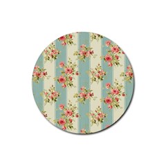 Stripes, Rose,  Texture, Flower, Paper Rubber Coaster (round) by kyorashop23