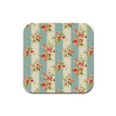 Stripes, Rose,  Texture, Flower, Paper Rubber Square Coaster (4 Pack) by kyorashop23