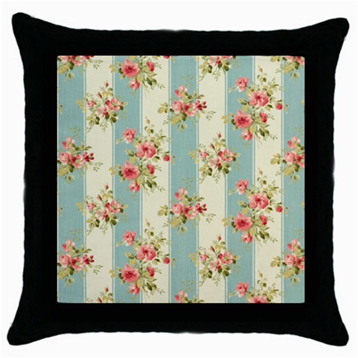 Stripes, Rose,  Texture, Flower, Paper Throw Pillow Case (Black)