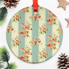 Stripes, Rose,  Texture, Flower, Paper Round Ornament (two Sides)