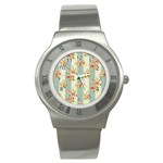 Stripes, Rose,  Texture, Flower, Paper Stainless Steel Watch Front