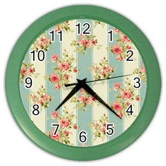 Stripes, Rose,  Texture, Flower, Paper Color Wall Clock by kyorashop23