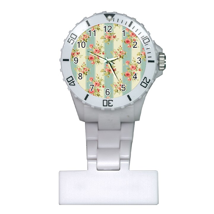 Stripes, Rose,  Texture, Flower, Paper Plastic Nurses Watch