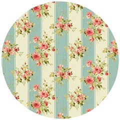 Stripes, Rose,  Texture, Flower, Paper Wooden Puzzle Round by kyorashop23