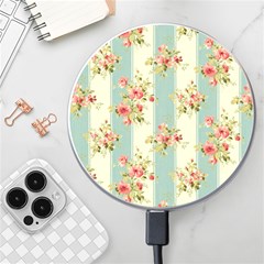 Stripes, Rose,  Texture, Flower, Paper Wireless Fast Charger(white) by kyorashop23