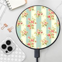 Stripes, Rose,  Texture, Flower, Paper Wireless Fast Charger(black) by kyorashop23