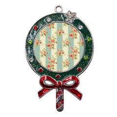 Stripes, Rose,  Texture, Flower, Paper Metal X mas Lollipop With Crystal Ornament