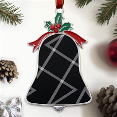 Stripes, Zigzag, Surface, Pattern, Metal Holly Leaf Bell Ornament