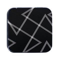 Stripes, Zigzag, Surface, Pattern, Square Metal Box (black) by kyorashop23