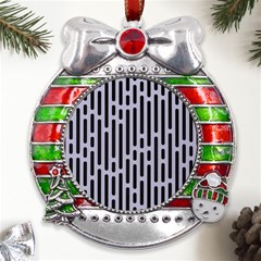 Texture, Stripes, Pattern Metal X mas Ribbon With Red Crystal Round Ornament by kyorashop23