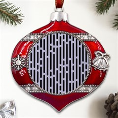 Texture, Stripes, Pattern Metal Snowflake And Bell Red Ornament