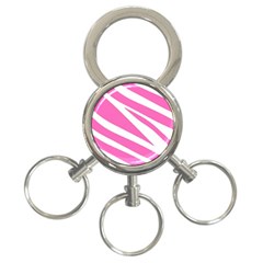 White Pink Stripes, Pattern 3-ring Key Chain