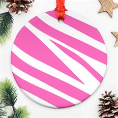 White Pink Stripes, Pattern Round Ornament (two Sides)