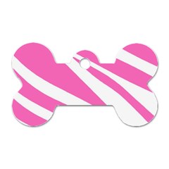 White Pink Stripes, Pattern Dog Tag Bone (one Side)