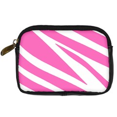 White Pink Stripes, Pattern Digital Camera Leather Case by kyorashop23