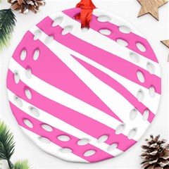 White Pink Stripes, Pattern Ornament (round Filigree)