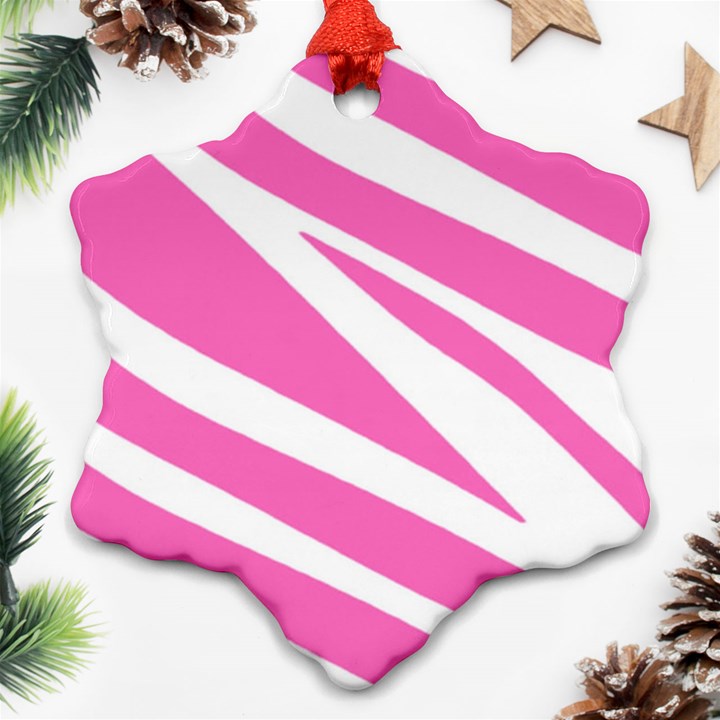 White Pink Stripes, Pattern Ornament (Snowflake)