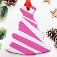 White Pink Stripes, Pattern Christmas Tree Ornament (two Sides)