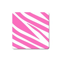 White Pink Stripes, Pattern Square Magnet by kyorashop23