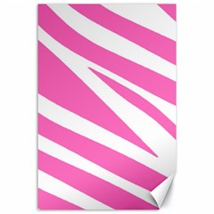 White Pink Stripes, Pattern Canvas 24  X 36  by kyorashop23