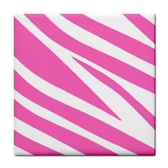 White Pink Stripes, Pattern Tile Coaster by kyorashop23