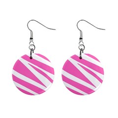 White Pink Stripes, Pattern Mini Button Earrings by kyorashop23