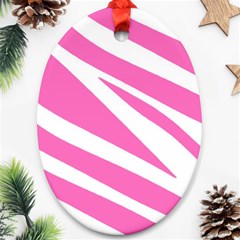 White Pink Stripes, Pattern Ornament (oval) by kyorashop23