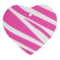 White Pink Stripes, Pattern Heart Ornament (two Sides) by kyorashop23