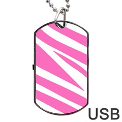 White Pink Stripes, Pattern Dog Tag Usb Flash (one Side) by kyorashop23