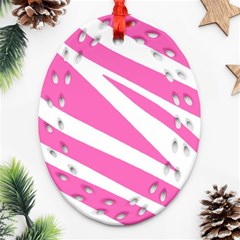 White Pink Stripes, Pattern Ornament (oval Filigree)