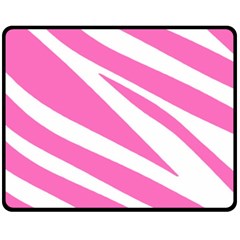 White Pink Stripes, Pattern Two Sides Fleece Blanket (medium) by kyorashop23