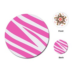 White Pink Stripes, Pattern Playing Cards Single Design (round)