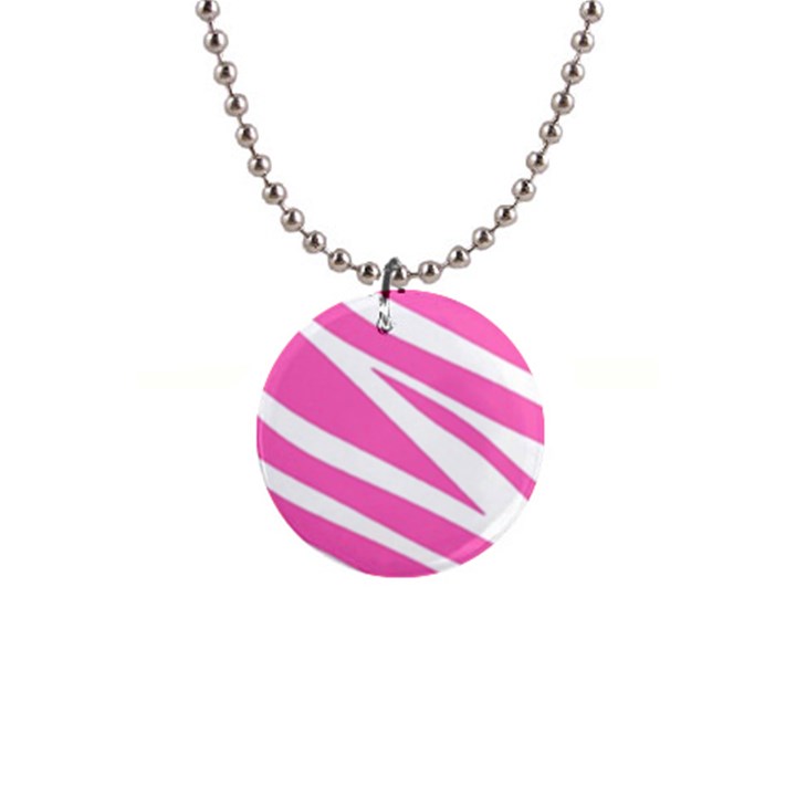 White Pink Stripes, Pattern 1  Button Necklace