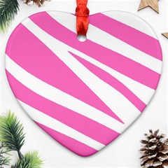 White Pink Stripes, Pattern Heart Ornament (two Sides) by kyorashop23