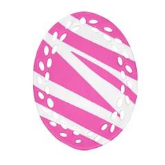 White Pink Stripes, Pattern Ornament (oval Filigree)