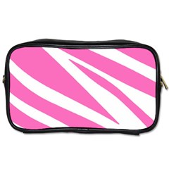 White Pink Stripes, Pattern Toiletries Bag (one Side) by kyorashop23