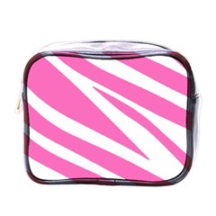 White Pink Stripes, Pattern Mini Toiletries Bag (one Side) by kyorashop23