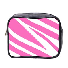 White Pink Stripes, Pattern Mini Toiletries Bag (two Sides) by kyorashop23