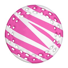 White Pink Stripes, Pattern Ornament (round Filigree)