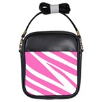 White Pink Stripes, Pattern Girls Sling Bag Front