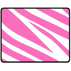 White Pink Stripes, Pattern Fleece Blanket (medium) by kyorashop23