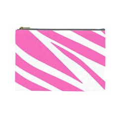 White Pink Stripes, Pattern Cosmetic Bag (large) by kyorashop23